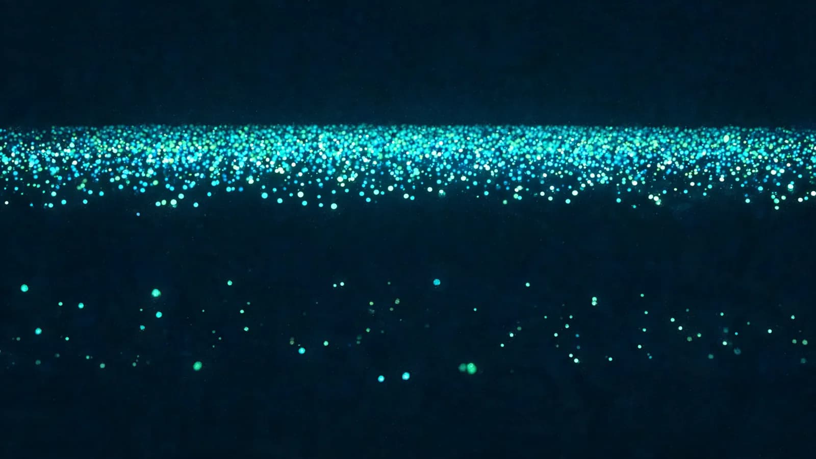 Abstrakte Datenvisualisierung: Zwei Ebenen aus Datenpunkten, die obere dicht besetzt, die untere mit sichtbaren Lücken